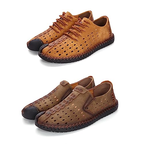 レツダブリュジェ] 手縫いの漏れ革カジュアルシューズプラスサイズ